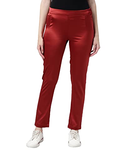 Image of GO COLORS Women Mid Rise Polyester Shiny Pant