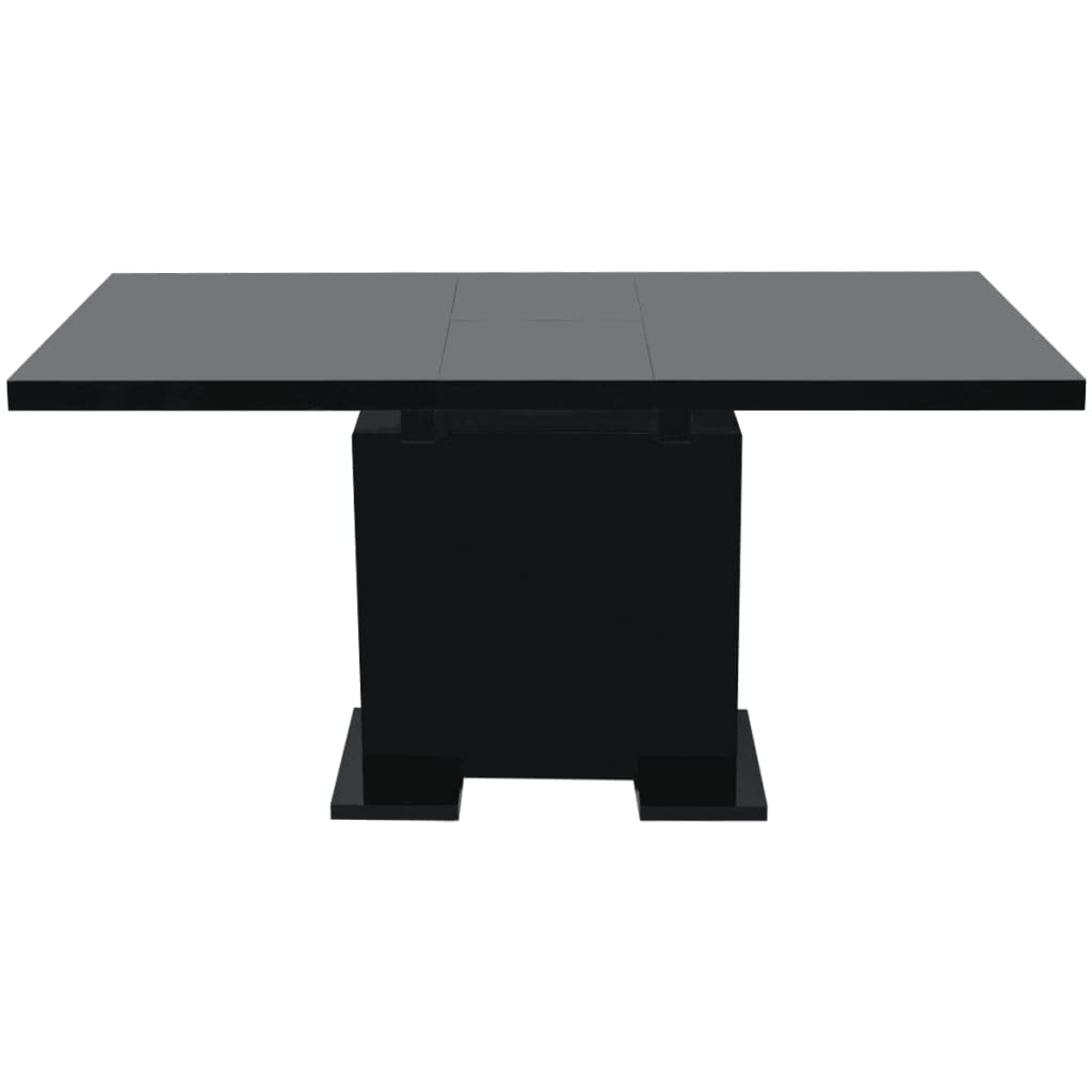 Tavolo da Pranzo Allungabile Nero Lucido in MDF 120-150 cm | Soluzione salvaspazio per la cucina e la sala da pranzo con superficie riflettente e gambe in metallo.