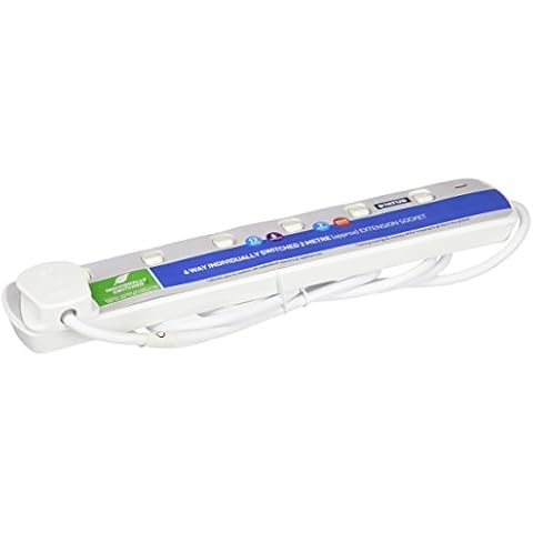 STATUS 6 Socket Extension Lead with Switches Cover