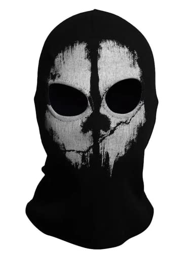 COD Ghost Mask Skull Balaclava MW2 Skeleton Costume Full Head Ski Snood Mask Knitted Windproof Warmer Headwear for Bike Skateboard Motorcycle Snowboard Outdoor Sport