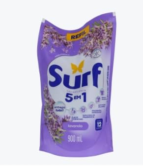 Sabão Líquido Lavanda Surf 900ml Refil, Lava Roupas 5 em 1 Limpeza Profunda