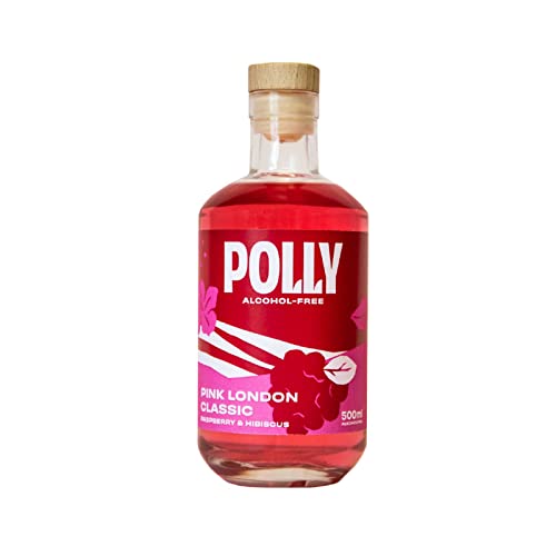 Polly Alkoholfreie Pink Gin Alternative - Pink London Classic I 500 ml I Kalorienarm, ohne Zucker & künstliche Aromen, vegan, glutenfrei I perfekt mit Tonic Water