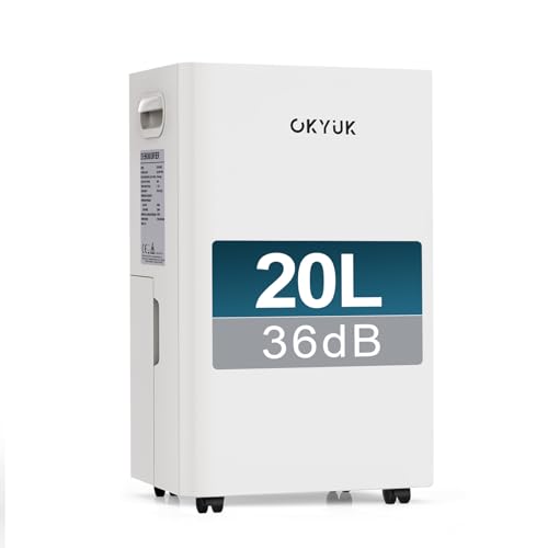 OKYUK Deumidificatore 20L/Giorno, deumidificatore casa 5.5L serbatoio d'acqua,...