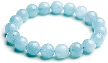 Crystal Agate Bracelets - Soothing Modern Strand Bracelet - Natural Aquamarine - Blue, White - Toggle Clasp - Round Cut - Everlasting Joy