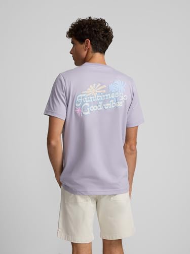 SILBON Camiseta Fun Times Purpura Manga Corta para Hombre Talla M