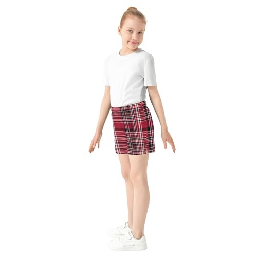 Girls Lounge Shorts Classic Red Black Plaid Cute Athletic Activewear Pajama Youth Summer Clothes, X-Small4