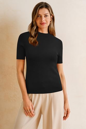 Arach&Cloz Women's Wool Blend Summer Fall Seamless Rip Resistant Tops Opaque Shirts2