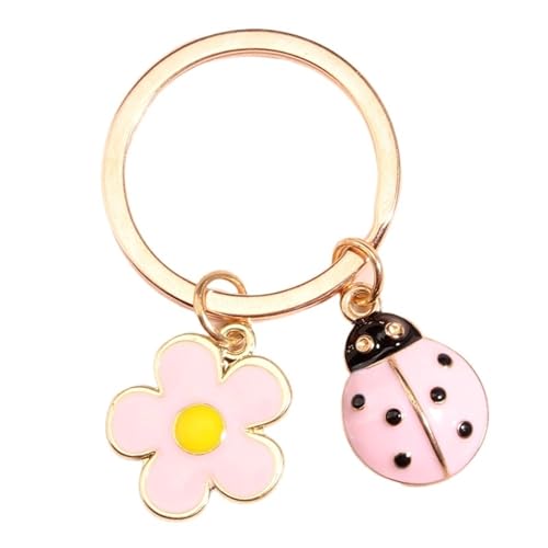 Pendentif coccinelle fleurs colorées et porte-clés de voiture tendance