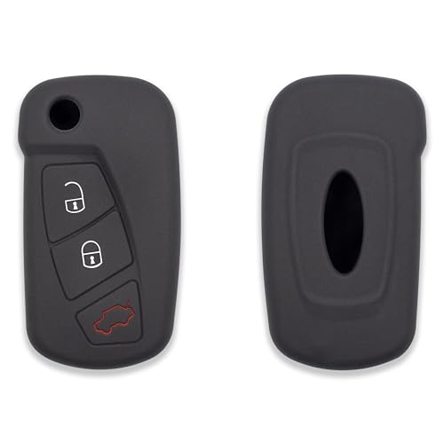 Coque de Silicone Cover Clé pour télécommande Ford KA Focus Fiesta Escort Mondeo - 3 Boutons (Noir)