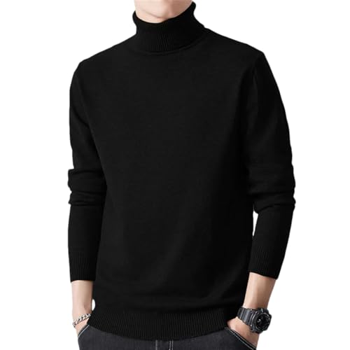 Men’S Turtleneck Long Sleeve Sweater Solid Color Slim Fit Knitted Warm Casual Pullover Sweater