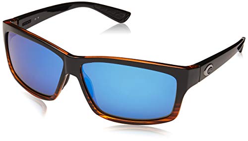 Costa Del Mar Men's Cut Rectangular Sunglasses, Coconut Fade/Grey Blue Mirrored Polarized-580G, 60