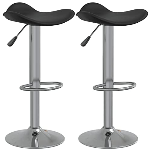 vidaXL Lot de 2 Tabourets de Bar, Chaise de Pub, Siège de Bistrot, Meuble de Salle à Manger Cuisine Salon Maison Intérieur, Noir Acier Chromé et Cuir...