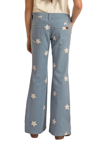 Rock & Roll Denim Girls' Star Print Button Flare Jeans