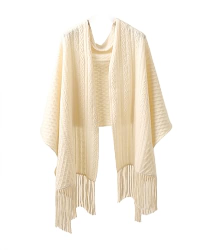 100% Pure Cashmere Luxury Cable Knitted Scarf Shawl Wrap for Women Winter Thick Warm