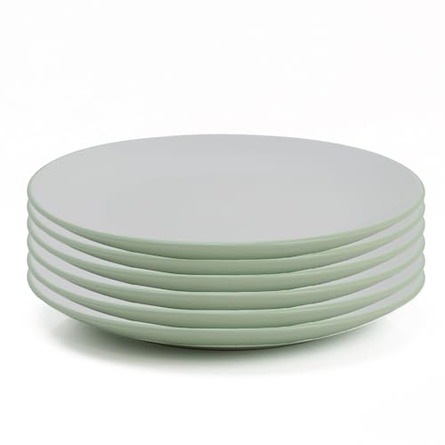 DIVCHI Dinner Plates Set Of 6 Large Plate Sets Round Tableware Plates For Salad, Dessert, Pasta - Dishwasher, Microwave, Oven Safe, 26.5cm, Green
