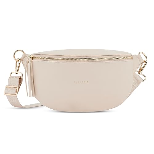 Expatrié Bauchtasche Damen Beige - Alice Medium - Gürteltasche für Festival, Reisen & Alltag aus Veganem Leder - Brusttasche Stylisch - Wasserabweisend