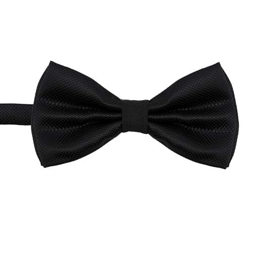 IMAXWAVE Pajarita Negra Moderna, Elegante y Ajustable para Hombre - Ideal para Bodas, Eventos Formales, Corbata de lazo Negra Moderna Preatada y con Gancho - Ajuste Perfecto