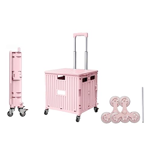 Carrito de la compra plegable resistente con freno, carrito telescópico portátil, ligero y duradero, ideal para compras y oficina, fácil movilidad, tamaño mediano