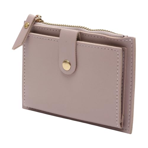 1Pcs Simple Wallet Short Snap & Zip Card Holder PU Leather Purple 13.5x9cm2