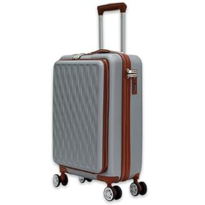 Herzberg Kabine Soute HG8064-SLV harde koffer met USB-uitgangen, zilverkleurig, dubbele wielen, zwenkbaar, telescopisch greepsysteem