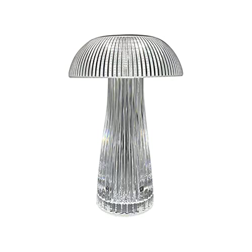 JYCRA Lámpara de mesa de cristal que cambia de color, lámpara LED táctil de hongo con control remoto, acrílico transparente, 16 colores, carga USB, inalámbrica, uso en interiores