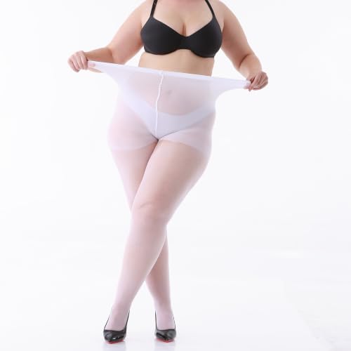 Image of LADYFAN 3 Pairs Plus Size Women's Sheer Tights 20D High Waist Pantyhose