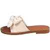 GORGLITTER Women's Bow Knot Flat Sandals Open Toe Slip On Slide Slipper Single Band Flats