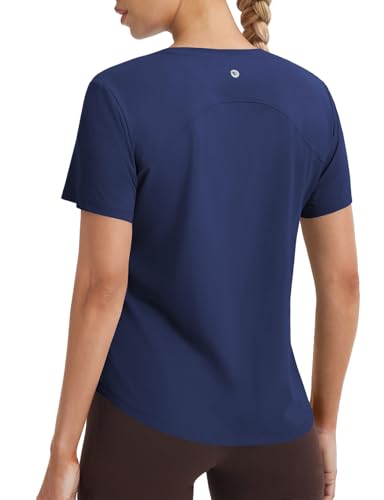 Image of baleaf Women Ice Cooling Running Shirts Quick Dry Short Sleeve Tops | Breathable, Lightweight, Moisture Wicking, Stretchy, Loose Fit, UPF 50+, for Workout, Gym, Athletic, Tennis, Yoga