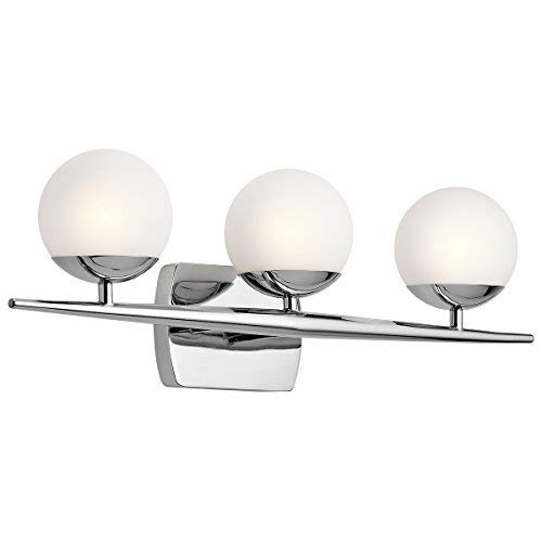Best Deal Kichler Jasper 24.5" 3 Light Halogen Vanity Light with Satin Etched Cased Opal Glass Chrome Best Deal Kichler Jasper 24.5" 3 Light Halogen Vanity Light with Satin Etched Cased Opal Glass Chrome