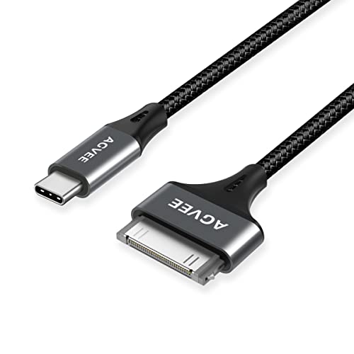 Agvee [2 Pack 3Ft Usb-C To 30 Pin Cable For Old Iphone 4/4S Ipad 1/2/3 Ipod, Braided Metal Shell Type-C To 30Pin Adapter Charging Charger Data Cord, Dark Gray #TOP3