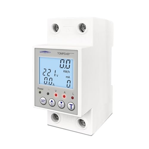 Interruptor TOMPD-63 de 63 A, disyuntor, medidor energía, temporizador con protección contra voltaje, corriente y fugas(With backlight)