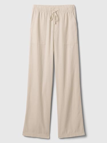 Image of Gap Womens Wide Leg Linen Pull on Pant