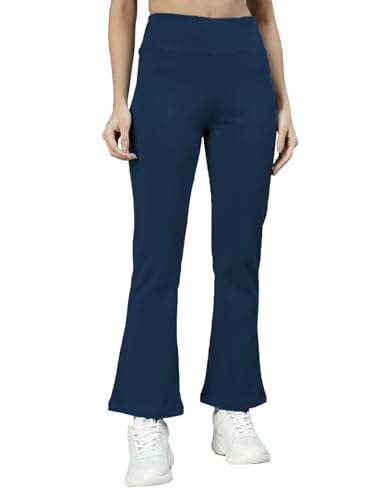 Image of CHKOKKO Gym Pants for Women Workout High Waist Flared Yoga Pants for Woman with Side Pocket Quick Dry Body Fit Stretchable Sports Leggings Trousers Activewear Lower
