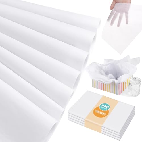 200 Sheets 24 x 36 Acid Free Tissue Paper for Storage White Archival Tissue Paper Bulk for Packaging Large No Acid Unbuffered Interleaving Papers for Wrapping Clothes Textiles Jewelries