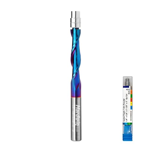 HARDWIN Up-Cut Spiral Flush Trim Router Bit for Wood 1/4