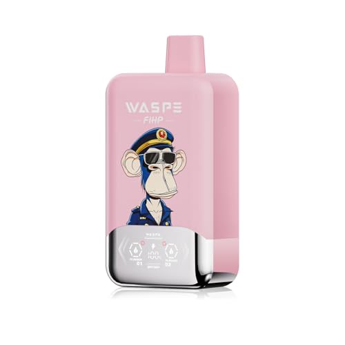 電子タバコ 使い捨て WASPE FIHP 40000回吸引可能 ベイプ 持ち運びシーシャ ダブルフレーバー LEDディスプレイ搭載 大容量リキッド 850mAhバッテリー Type-C充電式 爆煙 吸い応え 禁煙サポート ニコチンなし タールなし (スト
