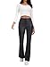 hibshaby Women Faux Leather Leggings Coated Flare High Waist Sexy Bell Bottom Pants Black