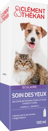 Clément Thékan - Soin des Yeux - Solution Nettoyante pour les Yeux - Chiens et Chats - Nettoie et Élimine les Impuretés - Flacon 100 mL