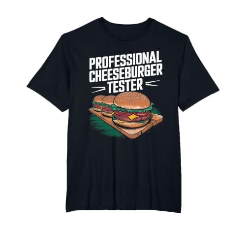 Professional Cheeseburger Tester, Burger Lover Burger Junkie T-Shirt, Men's Big and Tall, Black, 3X Tall