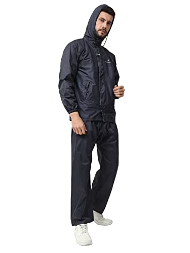 Image of FabSeasons Heavy Duty Printed Reversible Double Layered Waterproof Raincoat set with adjustable Hood & Deep Mobile Pocket