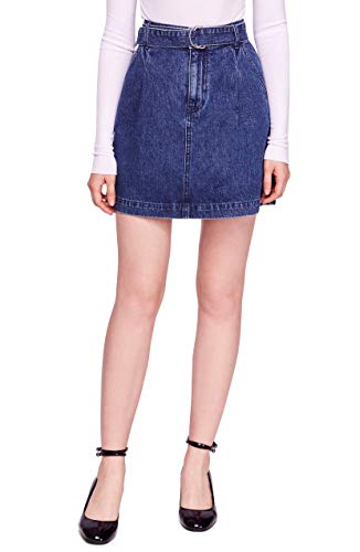 Jupe en jean avec ceinture intégrée Jade Belted Denim Skirt bleu