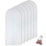 Borsa porta abiti Borsa lunga trasparente Sacchetti per indumenti antipolvere e antitarm (60cmx 153cm + Cedar Balls, White)