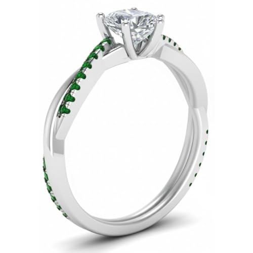 Image of 55Carat Choose Your Gemstone 925 Sterling Silver Infinity Twist Ring Crystal Heart Shape Side Stone Wedding Valentine Wear Promise Ring with Pave Setting for Women Size US 4 to 12