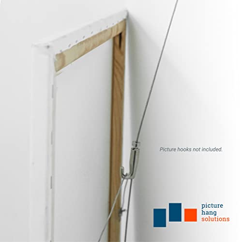 Image of Steel Picture Hanging Cord 2mm Diameter 72-Inch with Small Hook - Compatible with TR100 Wall Track Picture Hanging System - Supports Up to 28 lbs - 5 Pack