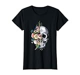 Flower Skull T-Shirt Sugar Roses for Women Girls Halloween