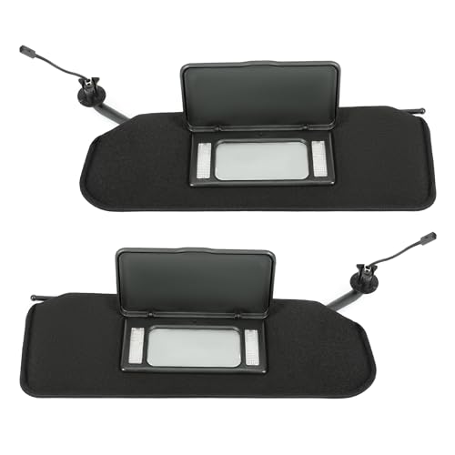 KUAFU Sun Visor Pair w/Updated LED Lighted Vanity Mirror Compatible with 1997-2004 Chevrolet Corvette C5 Left Driver & Right Passenger Side Sun Shades Pair Replacement for 10442033 10442034 Black