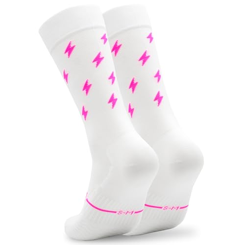 NORTEI Calcetines Ciclismo Altos Deportivos Hombre y Mujer - Calcetines Running Triatlón Senderismo Gimnasio Crossfit - Acolchados, Transpirables, Sin Costuras, Compresivos y Ligeros (S-M, Fantasy)