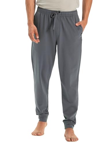 Image of DAMENSCH Men Mid Rise Regular Fit Cotton Blend Solid Moisture Wicking Antimicrobial Zipper Pocket Super Comfortable Baby Terry Lounge Joggers