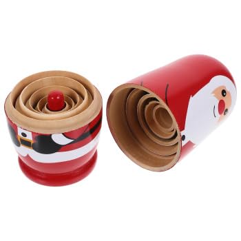 JOINPAYA 1 Satz Weihnachtsmann-Matroschka-Puppen: Russische Schneemänner Nistpuppen Holz Stapel Puppe handgemachte für Dekofigur Weihnachtsfeier Halloween