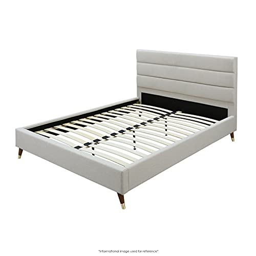 Dg Casa Hayden Mid Century Modern Upholstered Platform Bed Frame With Horizontal Channel Headboard And Full Wooden Slats, Box Spring Not Required - Queen Size In Charcoal Fabric #TOP2